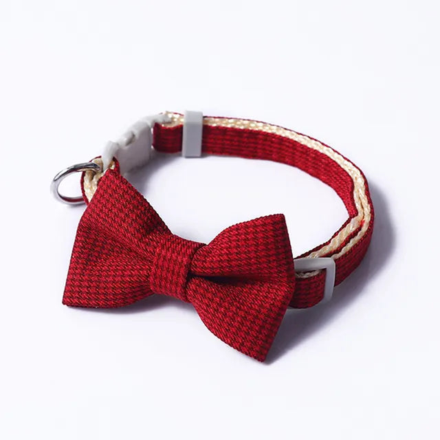 Plaid Print Pet Bow Tie Collar